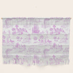 Toile de Jouy Vintage French Romantic Pastoral Hot Fuchsia Pink & White Wall Hanging Gallery Image 1