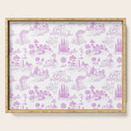 Toile de Jouy Vintage French Romantic Pastoral Hot Fuchsia Pink & White Serving Tray Gallery Image 1