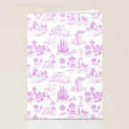 Toile de Jouy Vintage French Romantic Pastoral Hot Fuchsia Pink & White Stationery Card Gallery Image 2