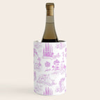 Toile de Jouy Vintage French Romantic Pastoral Hot Fuchsia Pink & White Wine Chiller Gallery Image 1