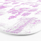 Toile de Jouy Vintage French Romantic Pastoral Hot Fuchsia Pink & White Bath Mat Gallery Image 3