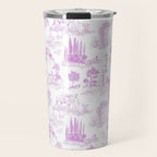 Toile de Jouy Vintage French Romantic Pastoral Hot Fuchsia Pink & White Travel Mug Gallery Image 1