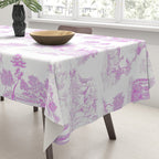Toile de Jouy Vintage French Romantic Pastoral Hot Fuchsia Pink & White Tablecloth Gallery Image 3