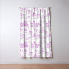 Toile de Jouy Vintage French Romantic Pastoral Hot Fuchsia Pink & White Window Curtain Gallery Image 3