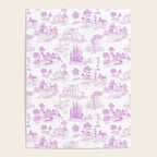 Toile de Jouy Vintage French Romantic Pastoral Hot Fuchsia Pink & White Poster Gallery Image 4