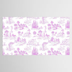 Toile de Jouy Vintage French Romantic Pastoral Hot Fuchsia Pink & White Tablecloth Gallery Image 2