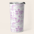 Toile de Jouy Vintage French Romantic Pastoral Hot Fuchsia Pink & White Travel Mug Gallery Image 2