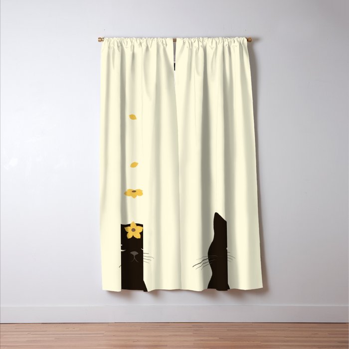 Hidden cat 20 spring yellow flower Window Curtain Gallery Image 3