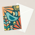 Mid Century Modern Inspired Bird and Leaves Stationery Card Gallery Image 2