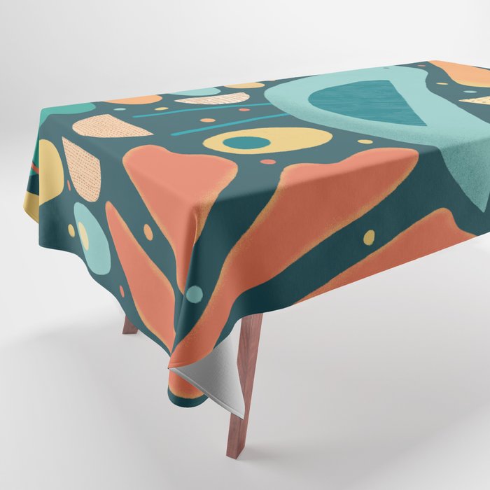 Mid Century Modern Inspired Bird and Leaves Tablecloth Gallery Image 1