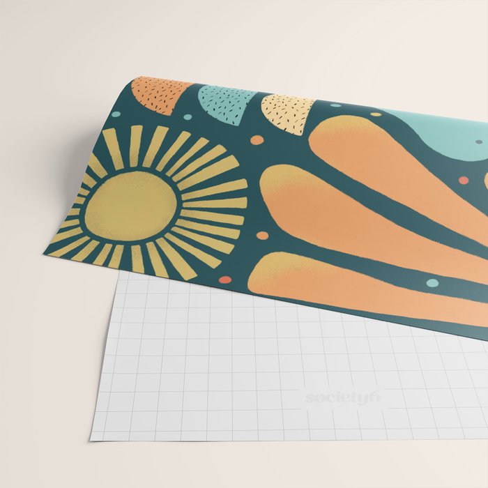Mid Century Modern Inspired Bird and Leaves Wrapping Paper Gallery Image 2