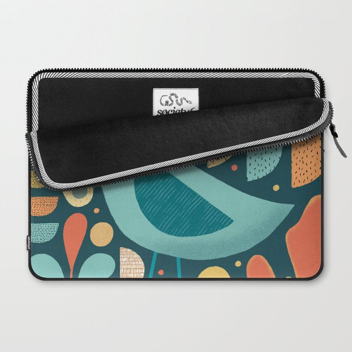 Mid Century Modern Inspired Bird and Leaves Laptop Sleeve Gallery Image 2