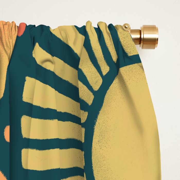 Mid Century Modern Inspired Bird and Leaves Window Curtain Gallery Image 2