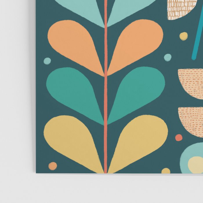 Mid Century Modern Inspired Bird and Leaves Poster Gallery Image 3