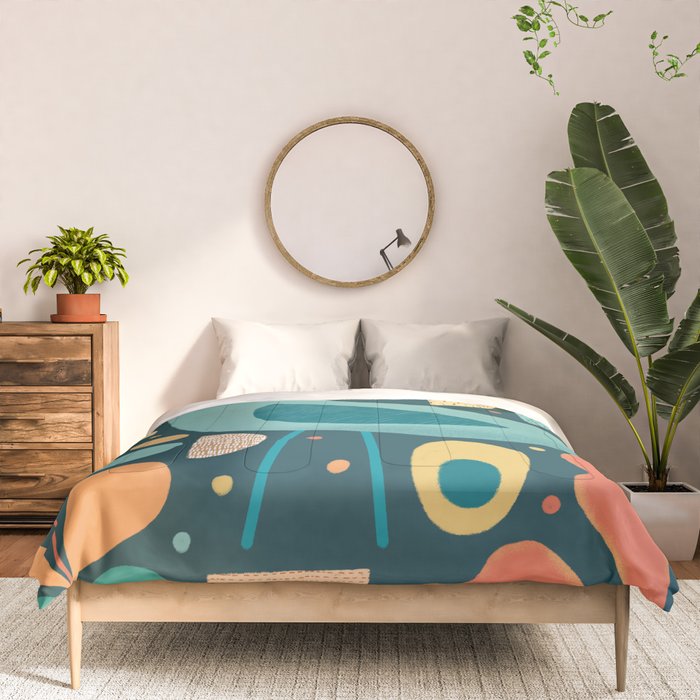 Mid Century Modern Inspired Bird and Leaves Comforter Gallery Image 3