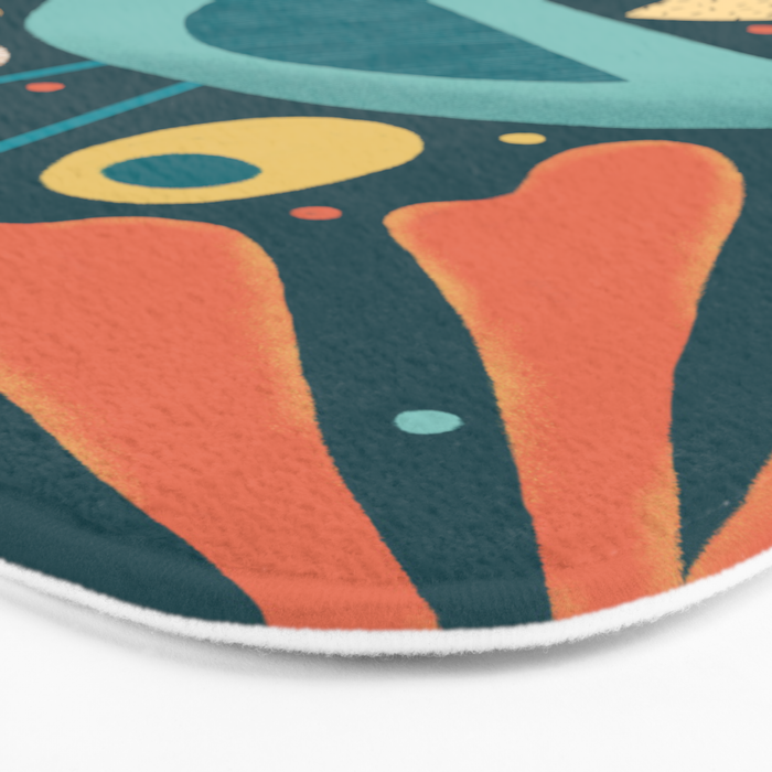 Mid Century Modern Inspired Bird and Leaves Bath Mat Gallery Image 3