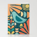 Mid Century Modern Inspired Bird and Leaves Stationery Card Gallery Image 2