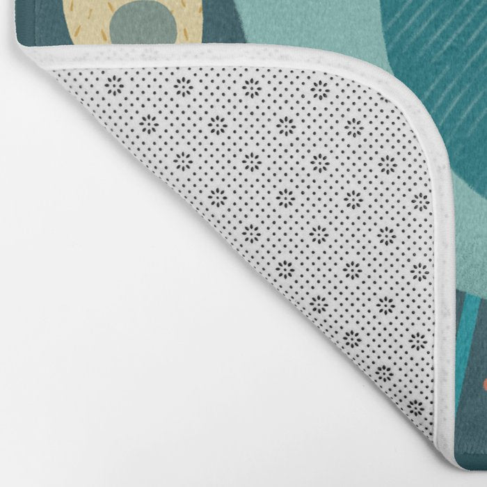 Mid Century Modern Inspired Bird and Leaves Bath Mat Gallery Image 2
