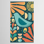 Mid Century Modern Inspired Bird and Leaves Tablecloth Gallery Image 2