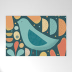 Mid Century Modern Inspired Bird and Leaves Welcome Mat Gallery Image 1