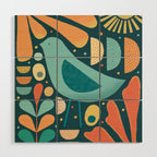 Mid Century Modern Inspired Bird and Leaves Wood Wall Art Gallery Image 1