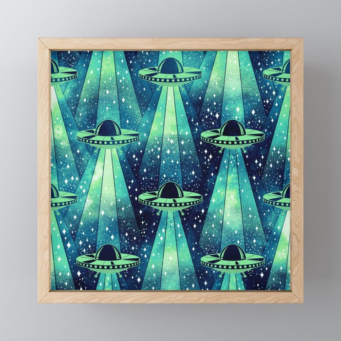 Cosmic UFO - Galactic Green Mini Art Print Gallery Image 1