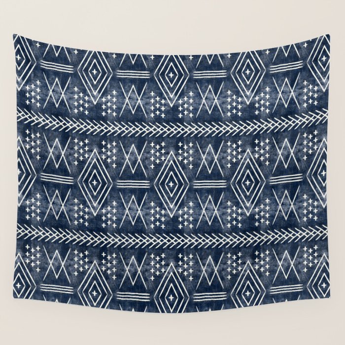 vintage moroccan - dark blue Wall Tapestry Gallery Image 4