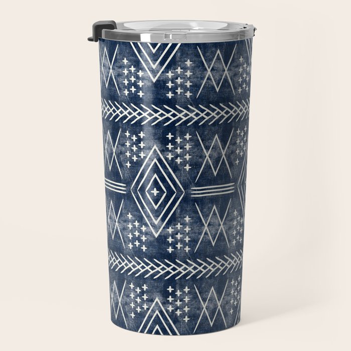 vintage moroccan - dark blue Travel Mug Gallery Image 3