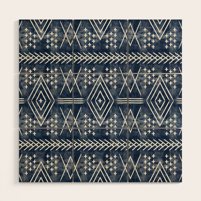 vintage moroccan - dark blue Wood Wall Art Gallery Image 1