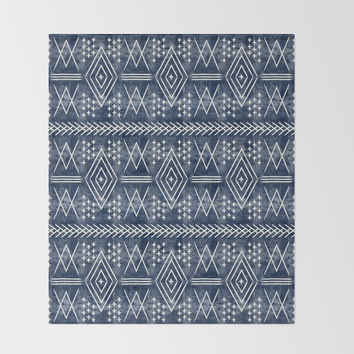 vintage moroccan - dark blue Throw Blanket Gallery Image 2