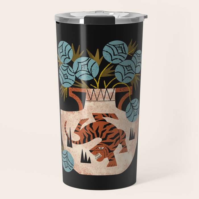 Tiger Vase Bouquet Travel Mug Gallery Image 1