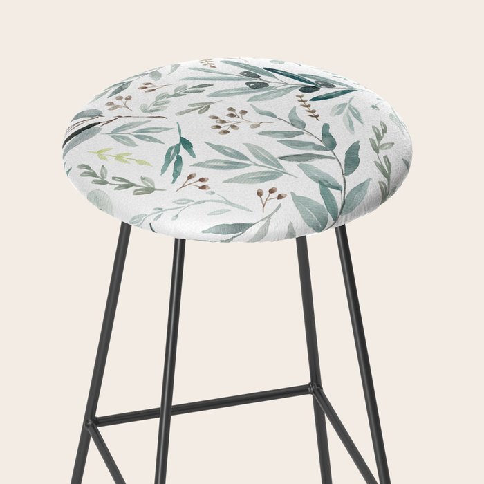 Botanical Eucalyptus Leaves Pattern Stool Gallery Image 2