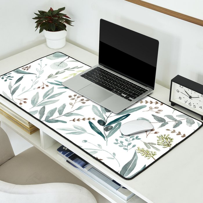 Botanical Eucalyptus Leaves Pattern Desk Mat Gallery Image 2