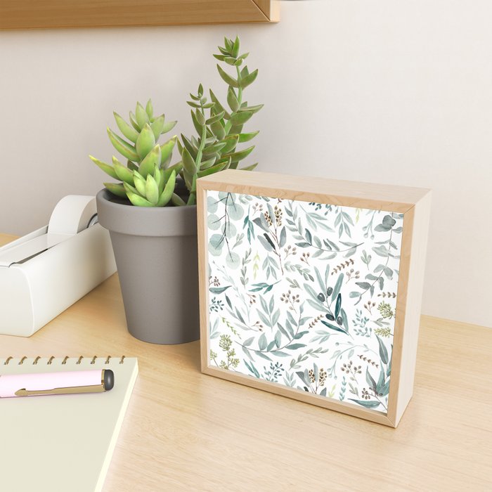 Botanical Eucalyptus Leaves Pattern Mini Art Print Gallery Image 2