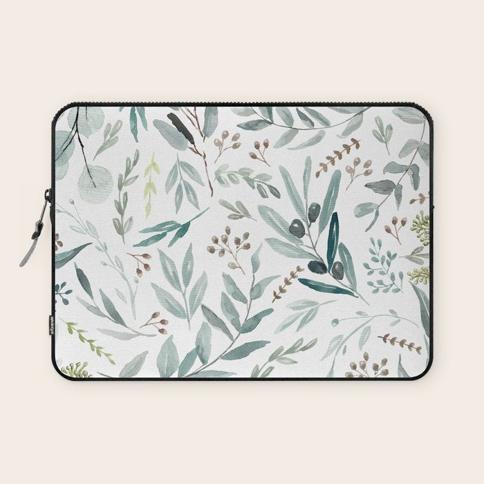 Botanical Eucalyptus Leaves Pattern Laptop Sleeve Gallery Image 1