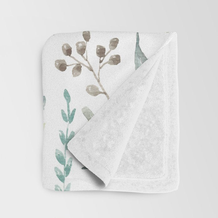 Botanical Eucalyptus Leaves Pattern Throw Blanket Gallery Image 3