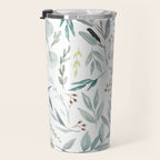 Botanical Eucalyptus Leaves Pattern Travel Mug Gallery Image 3