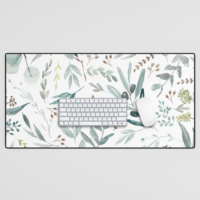 Botanical Eucalyptus Leaves Pattern Desk Mat Gallery Image 1
