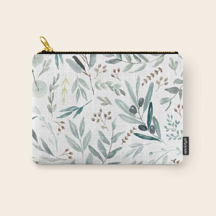 Botanical Eucalyptus Leaves Pattern Carry All Pouch Gallery Image 1