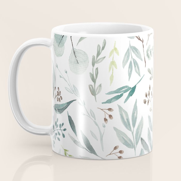 Botanical Eucalyptus Leaves Pattern Coffee Mug Gallery Image 3