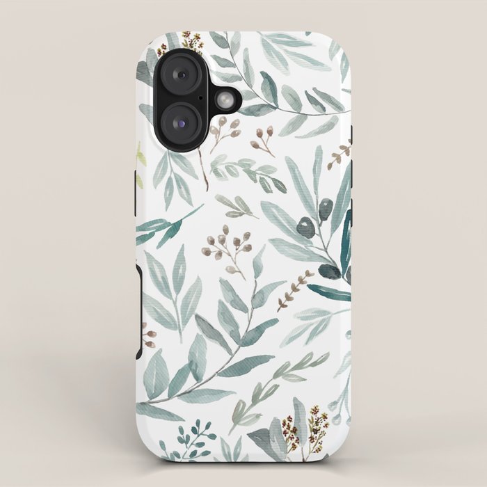 Botanical Eucalyptus Leaves Pattern iPhone Case Gallery Image 1