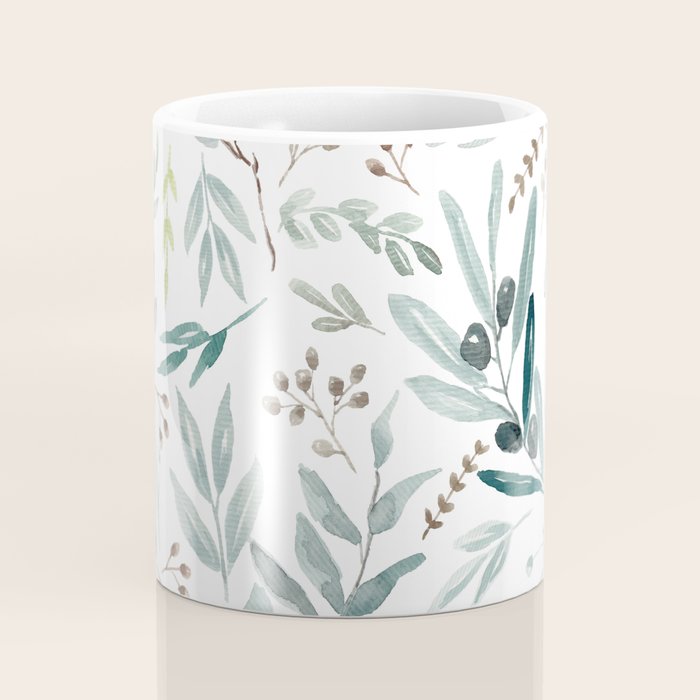 Botanical Eucalyptus Leaves Pattern Coffee Mug Gallery Image 4