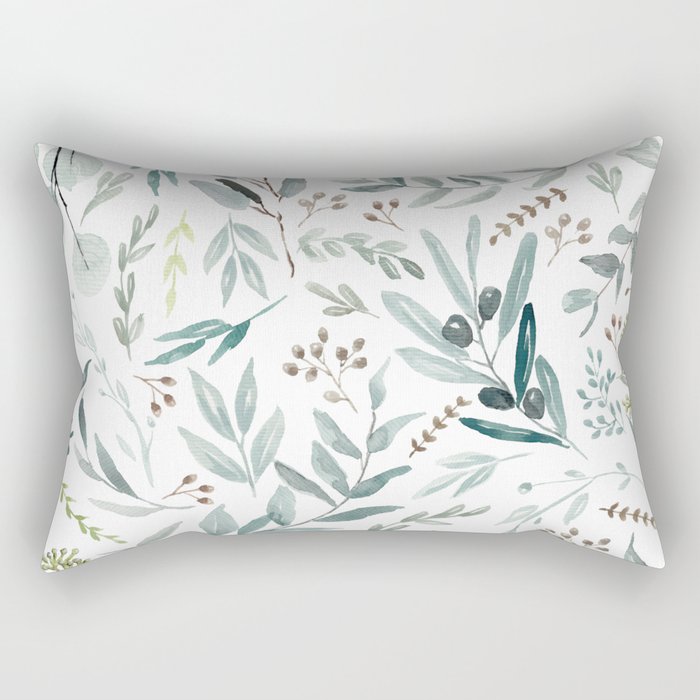 Botanical Eucalyptus Leaves Pattern Rectangular Pillow Gallery Image 1