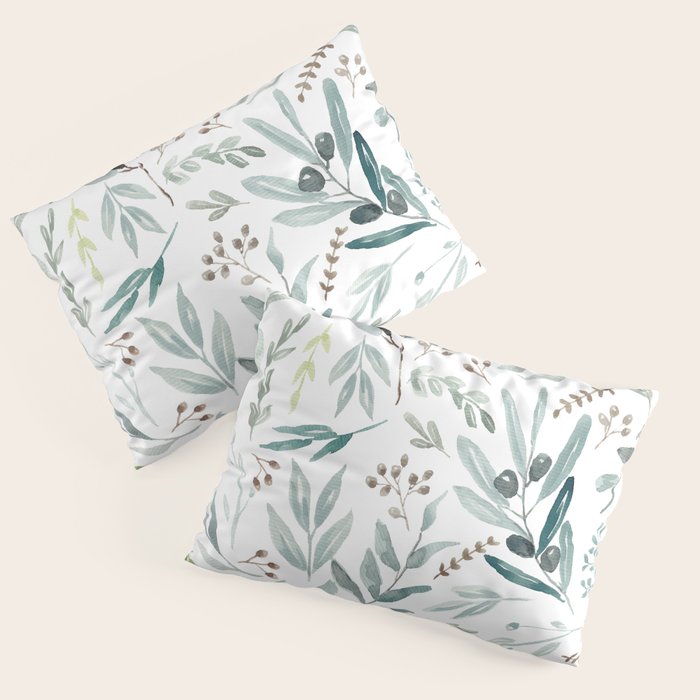Botanical Eucalyptus Leaves Pattern Pillow Sham Gallery Image 3