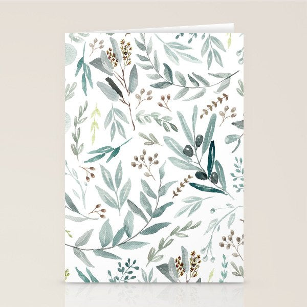 Botanical Eucalyptus Leaves Pattern Stationery Card Gallery Image 2