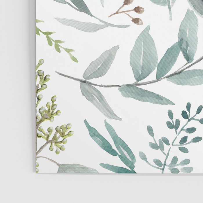 Botanical Eucalyptus Leaves Pattern Poster Gallery Image 3