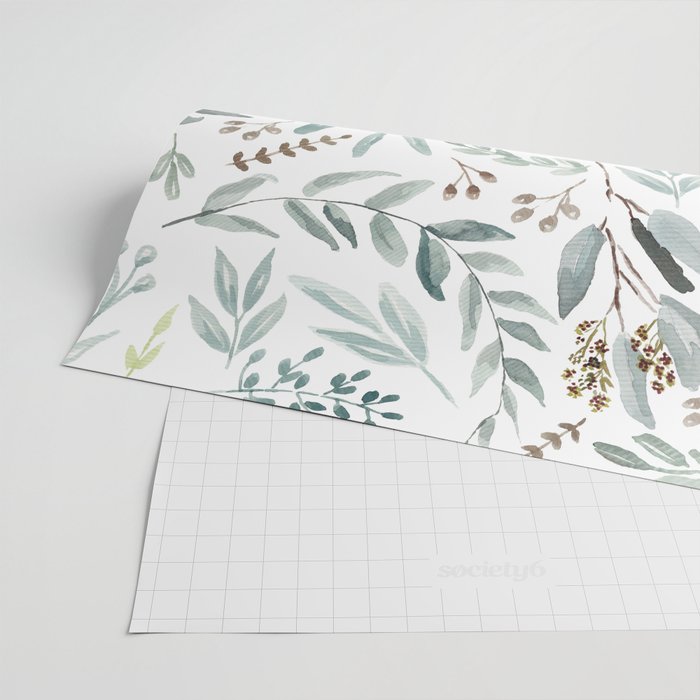 Botanical Eucalyptus Leaves Pattern Wrapping Paper Gallery Image 2