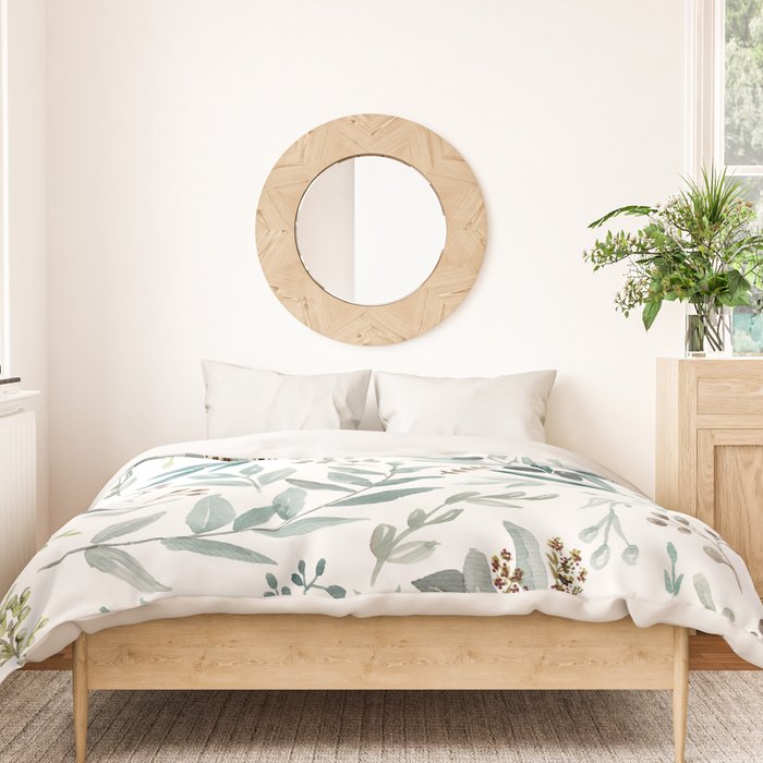 Botanical Eucalyptus Leaves Pattern Duvet Cover Gallery Image 3