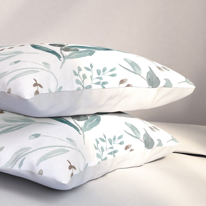 Botanical Eucalyptus Leaves Pattern Pillow Sham Gallery Image 3