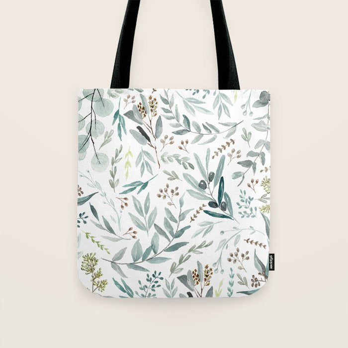 Botanical Eucalyptus Leaves Pattern Tote Bag Gallery Image 1